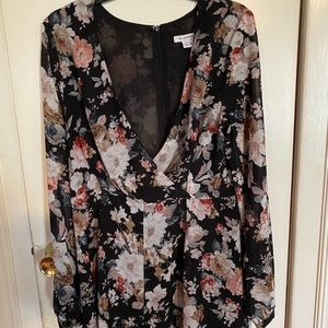 “Glamorous” (the brand) floral long sleeved sheer dress with lining.  Large.